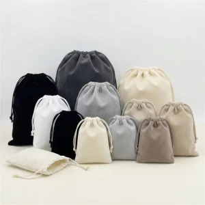 ドローストリングベルベット布バッグジュエリーストレージバッグカスタムベルベット布ギフト包装ドローストリングバッグカスタムロゴ付き