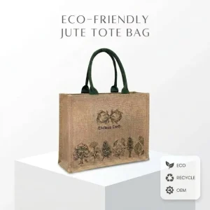 Durable Eco Friendly Jute Tote Bag with Sturdy Handles for Reusable Shopping Groceries Gifts Everyday Use