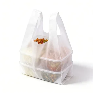 Haltbare robuste Vliesbeutel mit Griff für Einzelhandel Lebensmittelverpackung Mehrgrößen weiße Vlies-Tragetasche