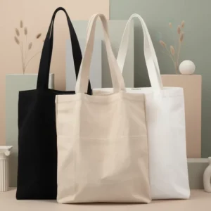 Sacchetti di Shopping in Tela di Cotone Organico Bianco e Eco-Friendly