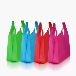 Saco de Transporte Ecológico Personalizado Reutilizável Reciclado Durável Não Tecido com Alças Multicolorido para Compras