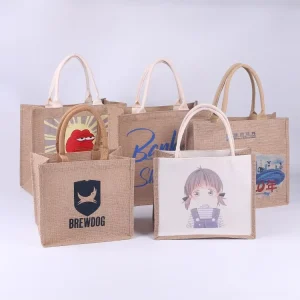 Sac en jute écologique ODM/DEM, sac de shopping en jute enduit personnalisé avec votre logo