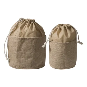 Túi jute burlap thân thiện với môi trường, túi quà jute có dây rút với túi nhỏ