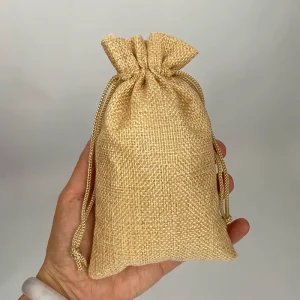 Bolsas de regalo de yute ecológicas para embalaje textil, bolsa de arpillera para café, bolsa de joyería de cáñamo con cordón