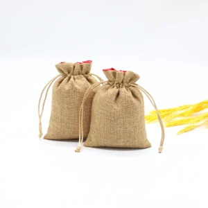 Sac en lin naturel écologique avec cordon, sac en jute, sac en toile de jute pour emballage de cadeaux