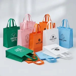 Sacos de Compras de Tecido Ecológico Não Tecido, Reutilizáveis, com Logótipo Personalizado para Mercearia