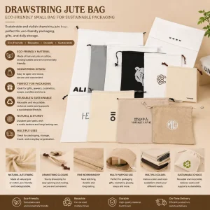 Túi jute nhỏ có dây rút thân thiện với môi trường cho bao bì bền vững