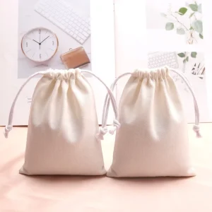 Umweltfreundliche Weiße Baumwoll-Twill Zugbandtasche Schmuck Uhr Handcreme Verpackung Wiederverwendbare Aufbewahrung Staub Musselin Beutel
