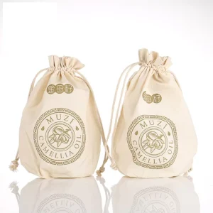 Kantong Hadiah Eco Muslin Cotton Linen Kustom, Tas Tarik Organik