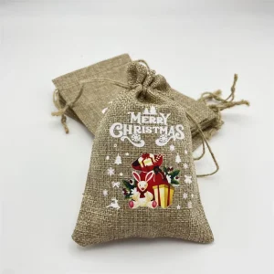 Túi vải jute hữu cơ có dây rút cho trang sức, bao bì quà tặng bằng vải lanh với logo tùy chỉnh