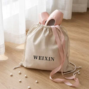 Tas Kemasan Hadiah Katun Ramah Lingkungan, Tas Kanvas Drawstring Promosi dengan Cetakan Logo Kustom