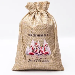 Túi Quà Giáng Sinh Bền Vững, Có Thể Phân Hủy, Túi Đựng Bằng Jute Dây Rút, Túi Đóng Gói Jute Cao Cấp Cho Hạt Cafe Hoặc Hạt Điều
