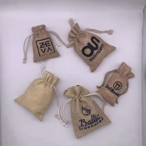Túi mini jute thân thiện với môi trường có dây rút và kích thước & logo tùy chỉnh cho đóng gói quà tặng trang sức hạt cà phê