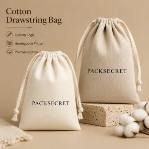 Túi trang sức cotton có dây rút, kích thước tùy chỉnh, bao bì lưu trữ, in logo theo yêu cầu, họa tiết xương cá