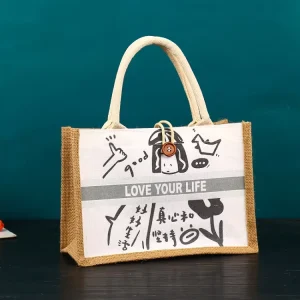 Túi bao bì jute thân thiện với môi trường, túi xách bãi biển, túi quà sang trọng, túi burlap, túi tote jute với logo tùy chỉnh