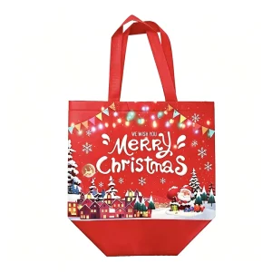 Vente d'usine de sacs d'emballage non tissés réutilisables et pliables, sacs cadeaux de Noël en polypropylène écologiques
