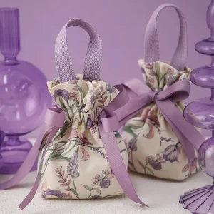 Blumenbedruckte Tasche Hochzeitsbonbonbeutel Zugbeutel Bonbon Leinensäckchen Geschenkbeutel
