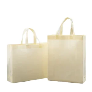 Strap Kain Lembut Beige Netral yang Dapat Didaur Ulang, Tas Non-Woven Ringan untuk Kemasan Boutique Fashion