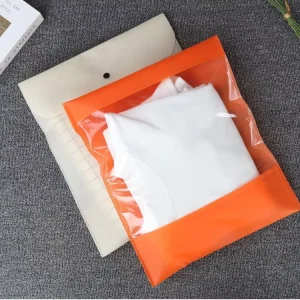 Bolsas de embalaje de prendas de vestir con botón a presión, mitad no tejidas, mitad transparentes, para ropa interior, bufandas, almacenamiento de regalos textiles