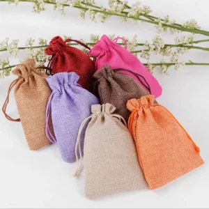 Handgemachte natürliche Jute-Leinen-Zugbeutel für Hochzeitsgeschenke, recycelbare Textilverpackung für Schmuck oder Weihnachtsgeschenke