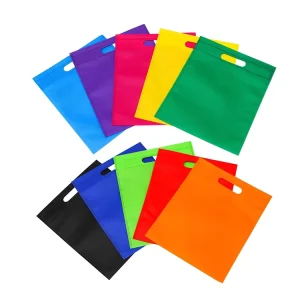 Heat Sealing Custom Logo Print PP Nonwoven Gift Die Cut Packaging Bag Portable Multi Color D Cut Shopping Non Woven Carry Bags