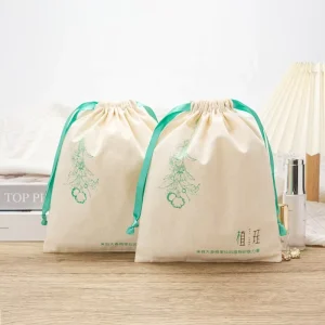 Borsa in cotone di alta qualità con etichetta personalizzata, confezione per abiti con doppio cordino