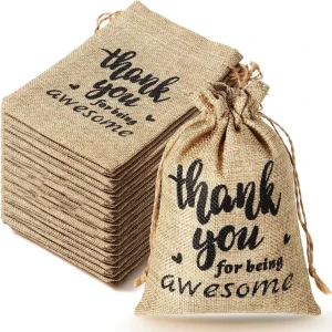 Túi Đeo Kéo Cảm Ơn Chất Lượng Cao Bằng Jute Burlap Với In Logo Tùy Chỉnh