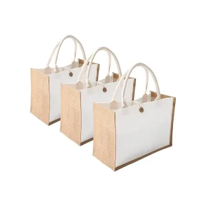 Túi jute tự nhiên chất lượng cao với thiết kế đơn giản, túi mua sắm thân thiện với môi trường, dung tích lớn, túi đeo vai đơn