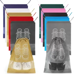 Hot Sell Non Woven Drawstring Pocket Drawstring Window Clothing Trendy Brand Shoe Bag Dust Proof Bag Printed Logo