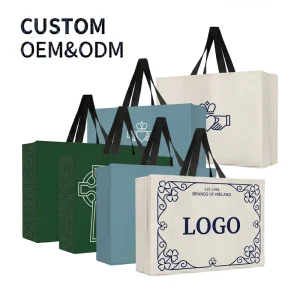 Irischer Kleeblatt-Cross-Druck Vliesstoffverpackungs-Tragetasche umweltfreundlich recycelbar benutzerdefinierte Farb-Bekleidungsbeutel mit benutzerdefiniertem Logo