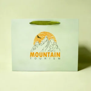 Light Mint Green Paper Bags with Green Satin Handle Logo Retail Gift Packaging