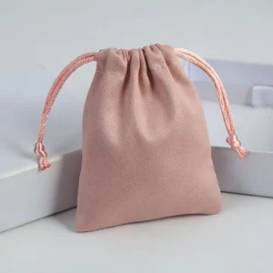 Bolsa de joyería de terciopelo suave y delicada de lujo, bolsa de regalo a prueba de polvo, bolsa de algodón con cordón