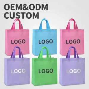 Sac à vêtements non tissé pliable multicolore, sac fourre-tout réutilisable avec logo personnalisé pour vêtements