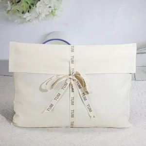 Natural Cotton Packing Bag for Baby Clothes Custom Logo Printed Organic Cotton Canvas Gift Hat Underwear Dust Envelope Pouch
