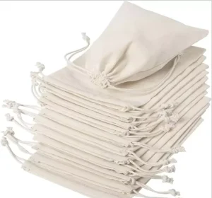 Natürlicher, maßgeschneiderter Baumwoll-Zugbeutel mit individuellem Logo, wiederverwendbare Tragetasche, handgefertigter Stil, waschbare Taschen für Geburtstage