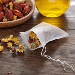 Tas Teh dari Kain Non Woven Alami untuk Minuman dan Penyeduhan Rumah, Aman untuk Makanan, Label Kustom