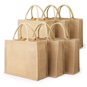 New Portable Packaging Grocery Bags Waterproof Reusable Jute Shopping Bag Custom Burlap Tote Bags