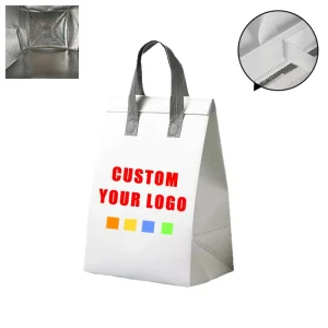 Saco Térmico de Alumínio Não Tecido com Logo Personalizado, Reutilizável, para Entrega de Alimentos, Saco Cooler Isolado