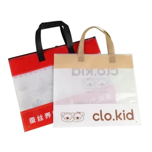 Non Woven Tote Bag With Clear Window Eco friendly Customized Printing for Clothing Bedding Advertising Promotions