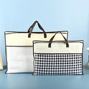 Kantong Zipper Non-Woven Transparan untuk Kemasan Tekstil Rumah dengan Kantong Penyimpanan LOGO Cetak
