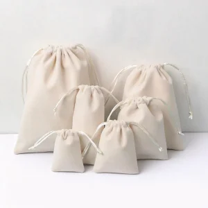 OEM ODM Cotton Velvet Drawstring Bag with Custom Printed Embossing UV Coating Reusable Gift Storage Pouch Pink Satin Drawstring