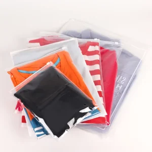 Borsa per abbigliamento in plastica trasparente HDPE con zip, grande borsa trasparente per vestiti