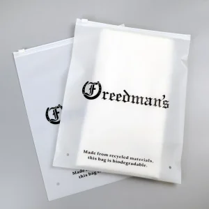 PPWR Custom Printed Apparel Resealable Frosted Zipper Bag PLA+PBAT Matte Zip Lock Biodegradable Bag for Clothing Packaging