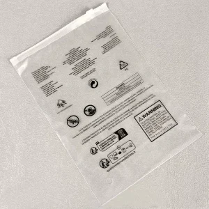 Sacos de embalagem de vestuário em plástico polietileno transparente selados com fecho, para camisetas, com aviso de sufocamento