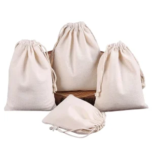 Personalisierte Schmuckverpackungstasche, Baumwoll-Zugbandtasche, Großpackung aus natürlichem Baumwollstoff