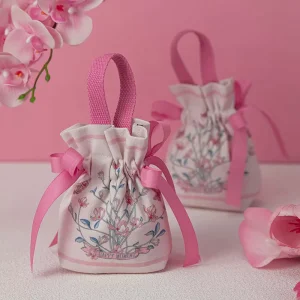 Bolsas de Regalo de Lona Rosa con Cuerda para Joyería, Dulces, Chocolate, Galletas, Regalos de Boda con Asas