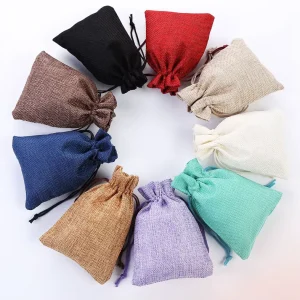 Túi Jute Hữu Cơ Trơn Túi Vải Linen Nhỏ Tái Sử Dụng Thủ Công Có Dây Rút Đựng Quà Trang Sức