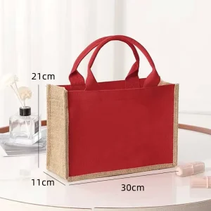 Sac fourre-tout en jute naturel personnalisé imprimé grand et écologique pour cadeaux Sacs d'emballage en jute