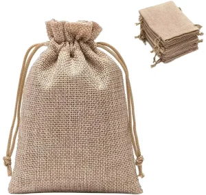 Túi quà jute thân thiện với môi trường cao cấp, bao bì dây rút, quà cưới, bao bì trang sức, túi Giáng sinh