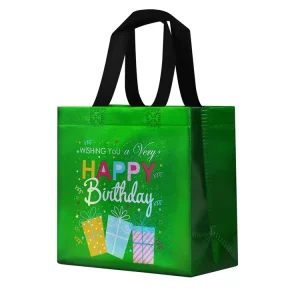 Saco de embalagem de aniversário pronto para enviar, saco metálico de não tecido, saco de presente não tecido